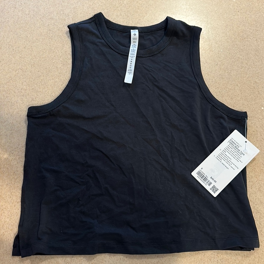 NWT Lululemon Classic Fit Cotton Blend Tank Size 6 black